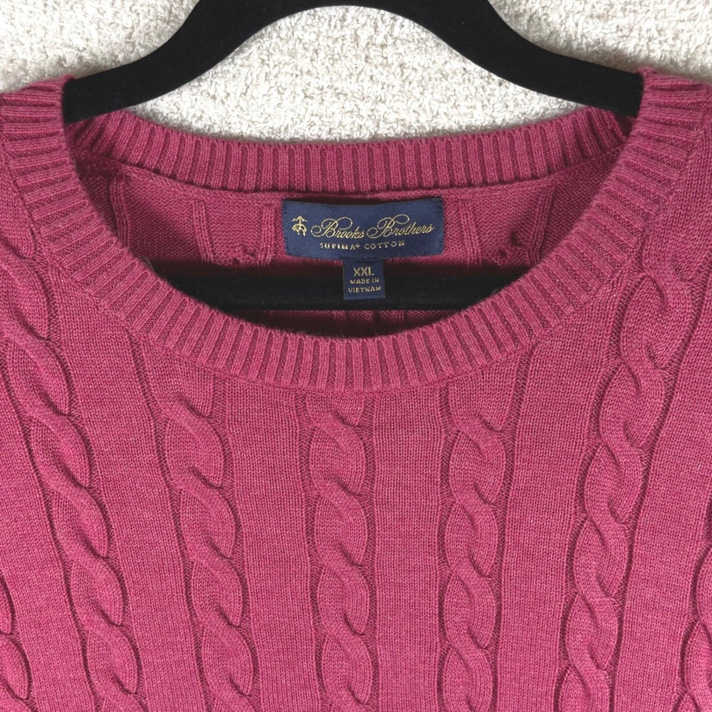 brooks brothers cable knit supima cotton sweater mens XXL crewneck old money - Picture 3 of 9